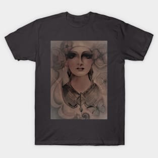 VOGUE GREY PINK MODEL FASHION DECO POSTER ART FACE PRINT PRINT EXOTIC PRINT T-Shirt